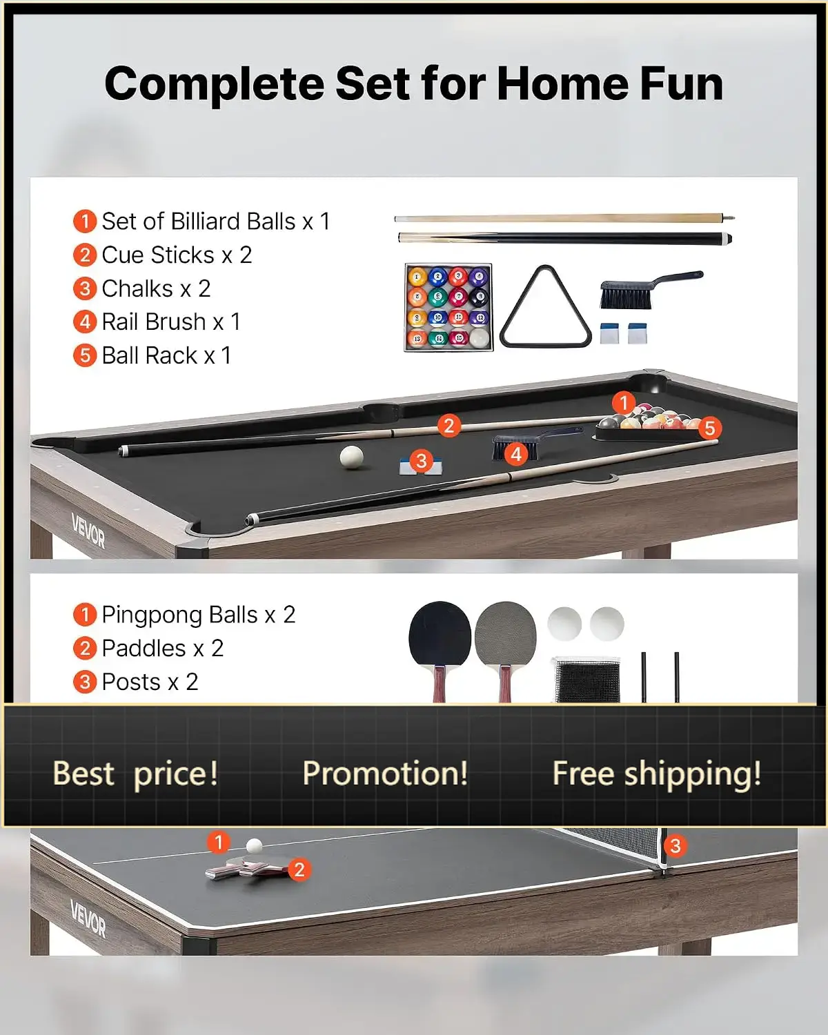 Table Tennis Live - Table de jeux multifonction 3-en-1 de