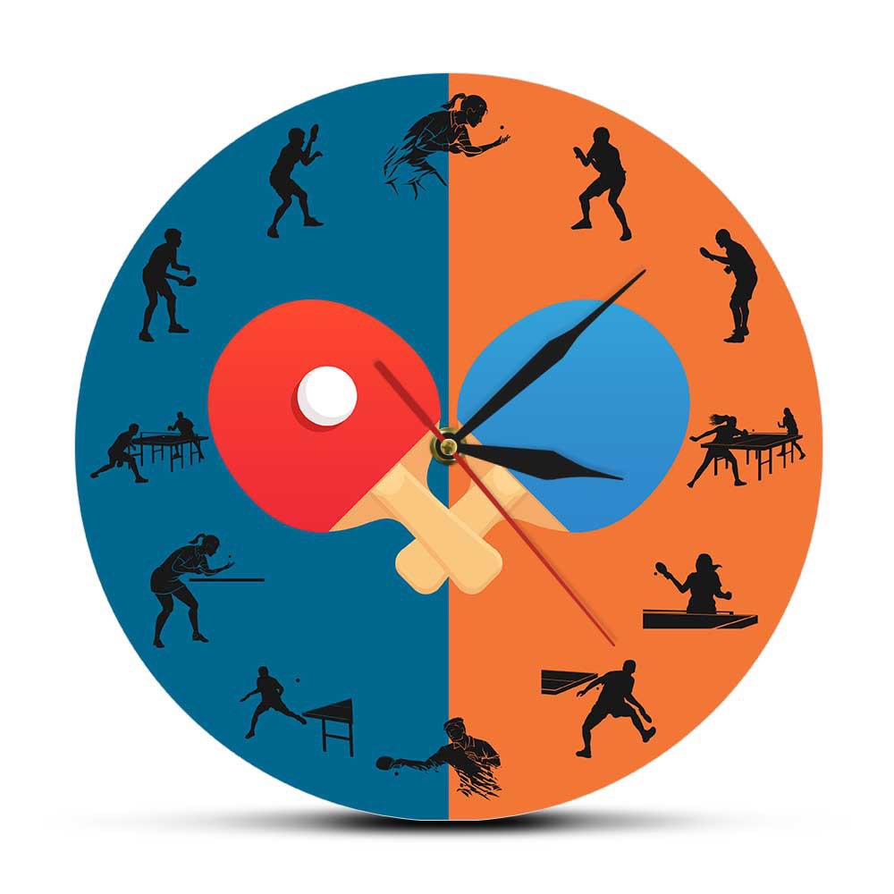 Table Tennis Live - Horloge murale de ping-pong silencieuse, horloge